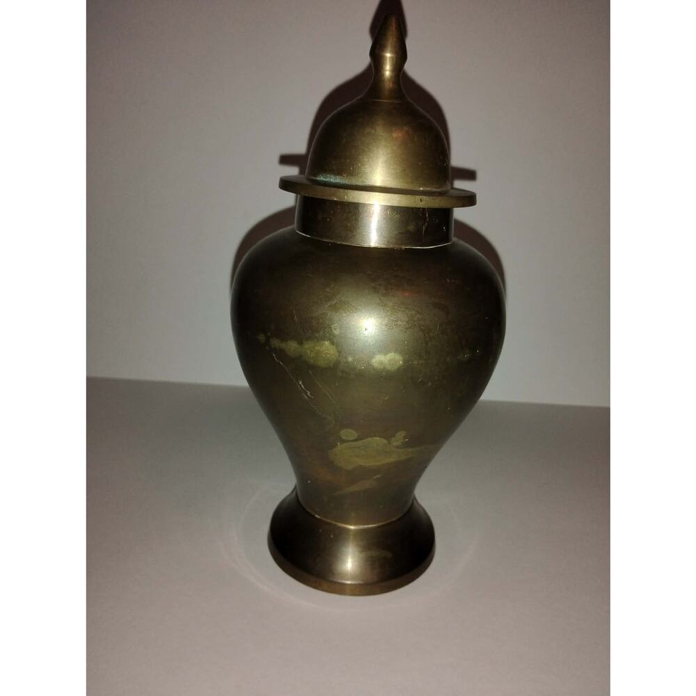 Vintage Brass Lidded Temple Style Ginger Jar